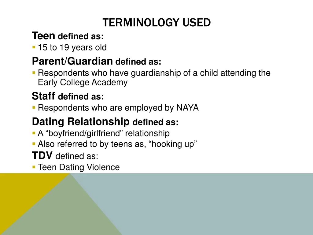 terminology used