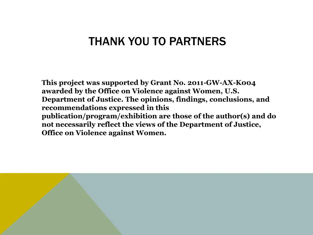 thank you to partners