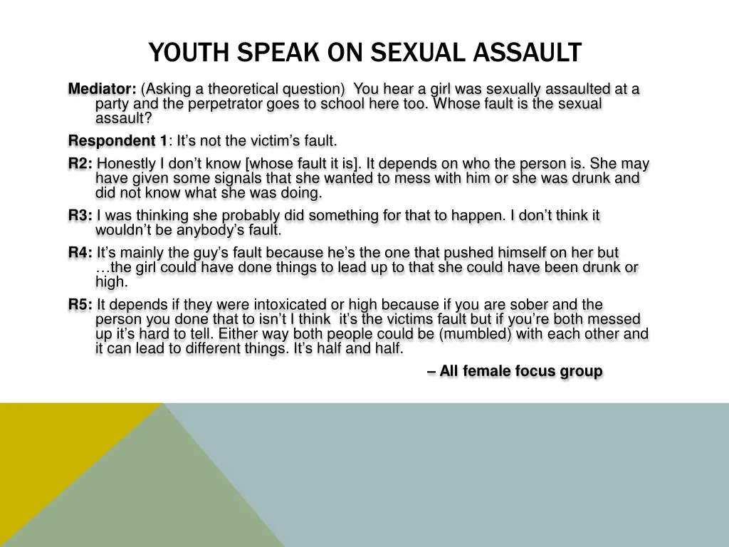 youth speak on sexual assault