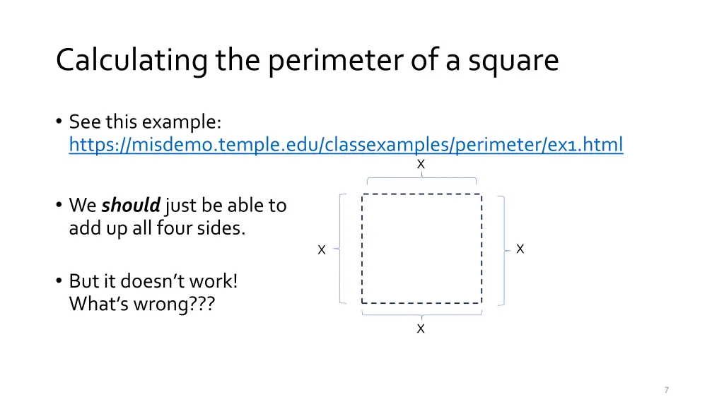 calculating the perimeter of a square