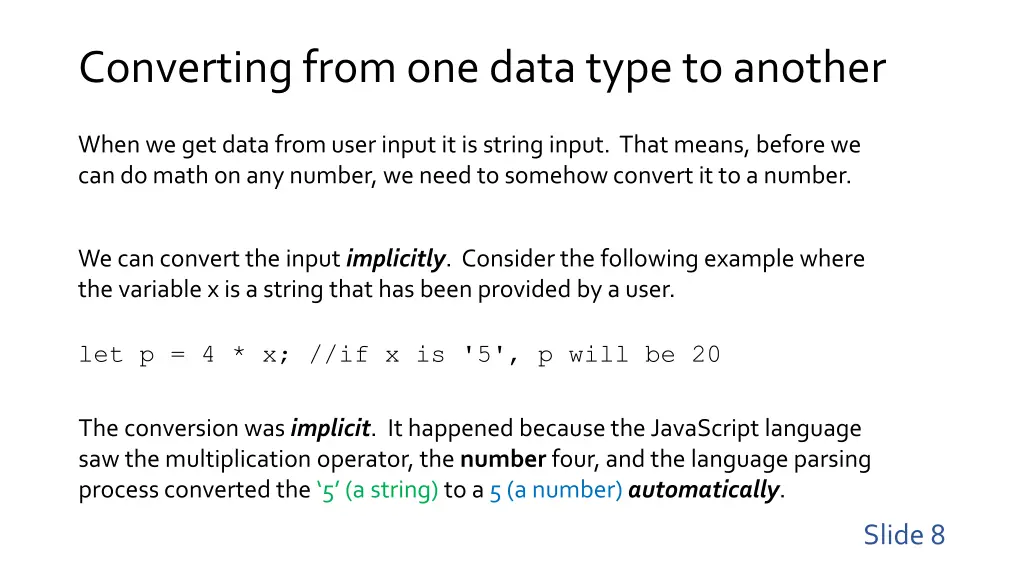 converting from one data type to another