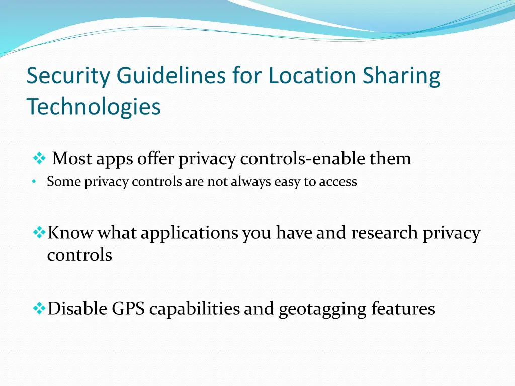 security guidelines for location sharing