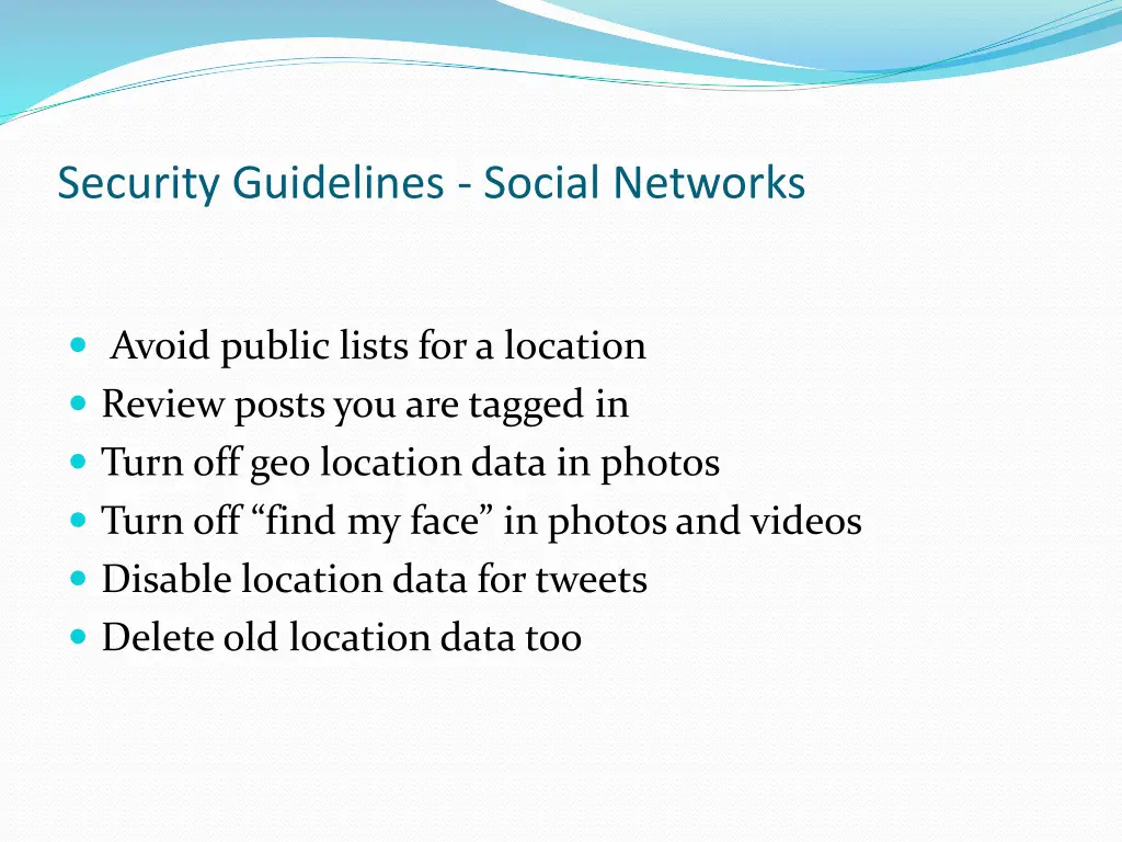 security guidelines social networks 2