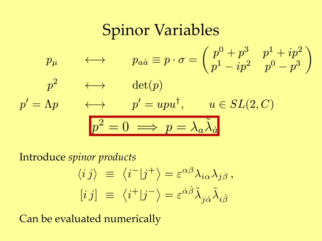 spinor variables