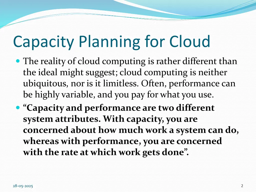 capacity planning for cloud