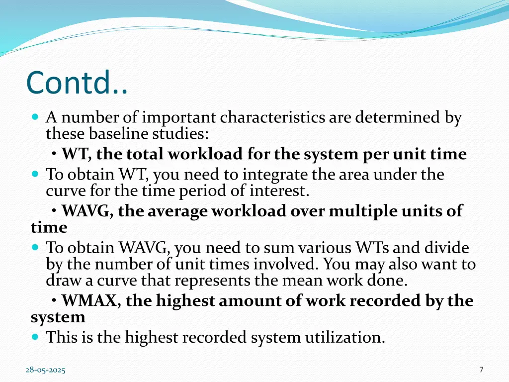 contd a number of important characteristics