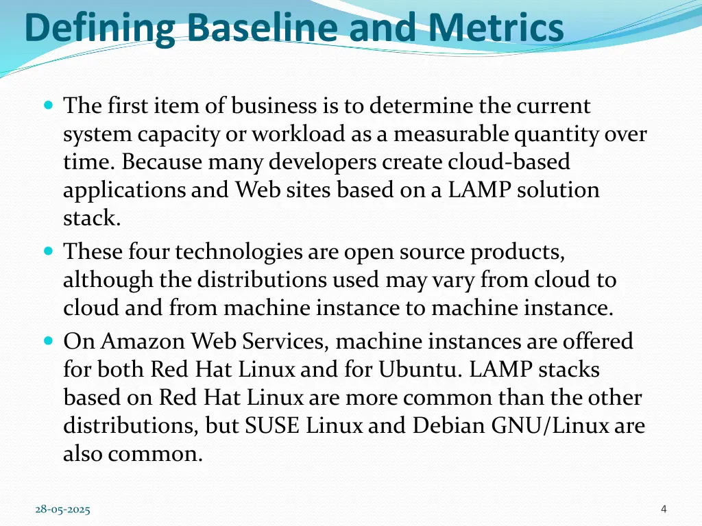 defining baseline and metrics