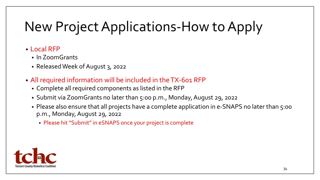 new project applications how to apply
