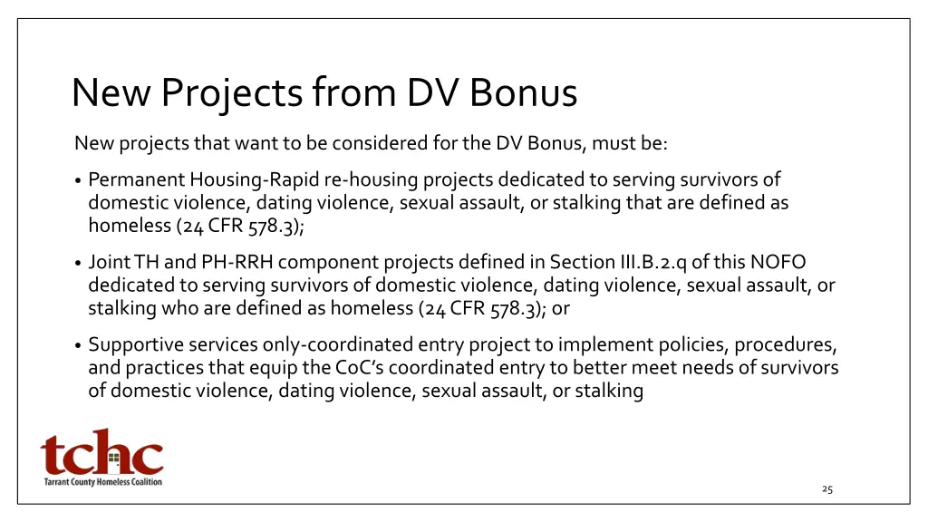 new projects from dv bonus