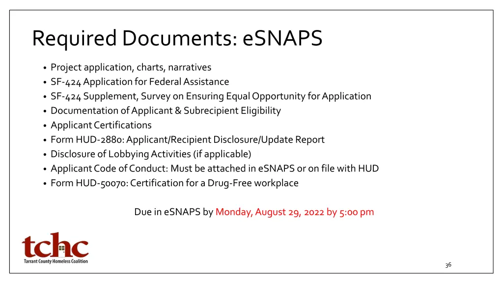 required documents esnaps