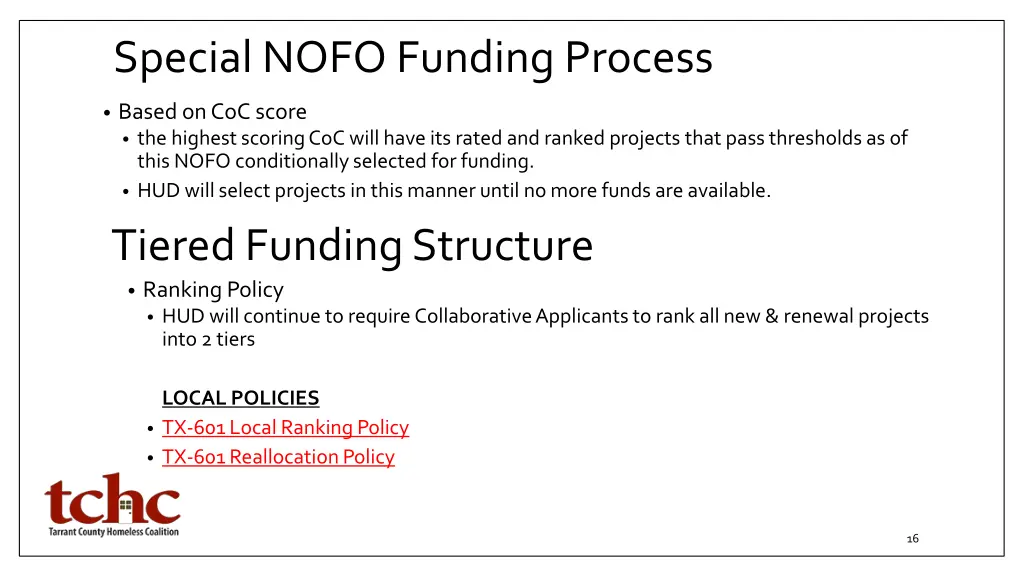 special nofo funding process