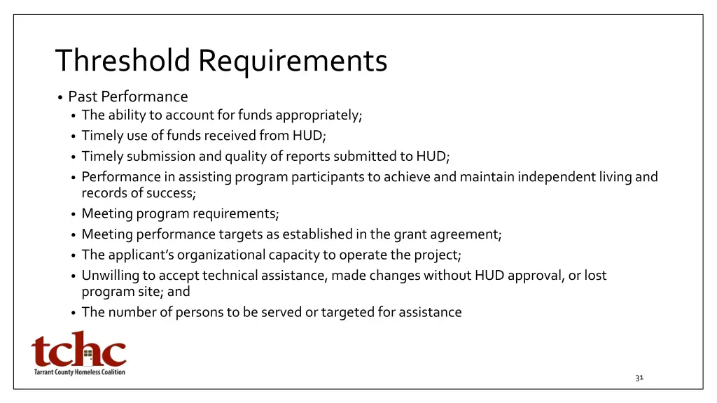 threshold requirements