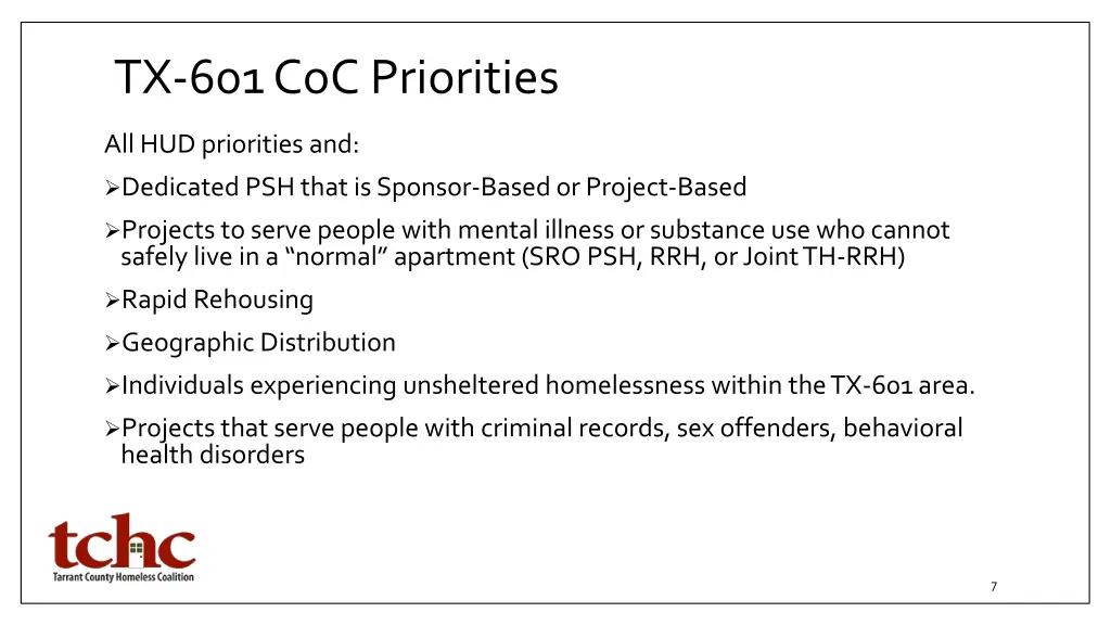 tx 601 coc priorities