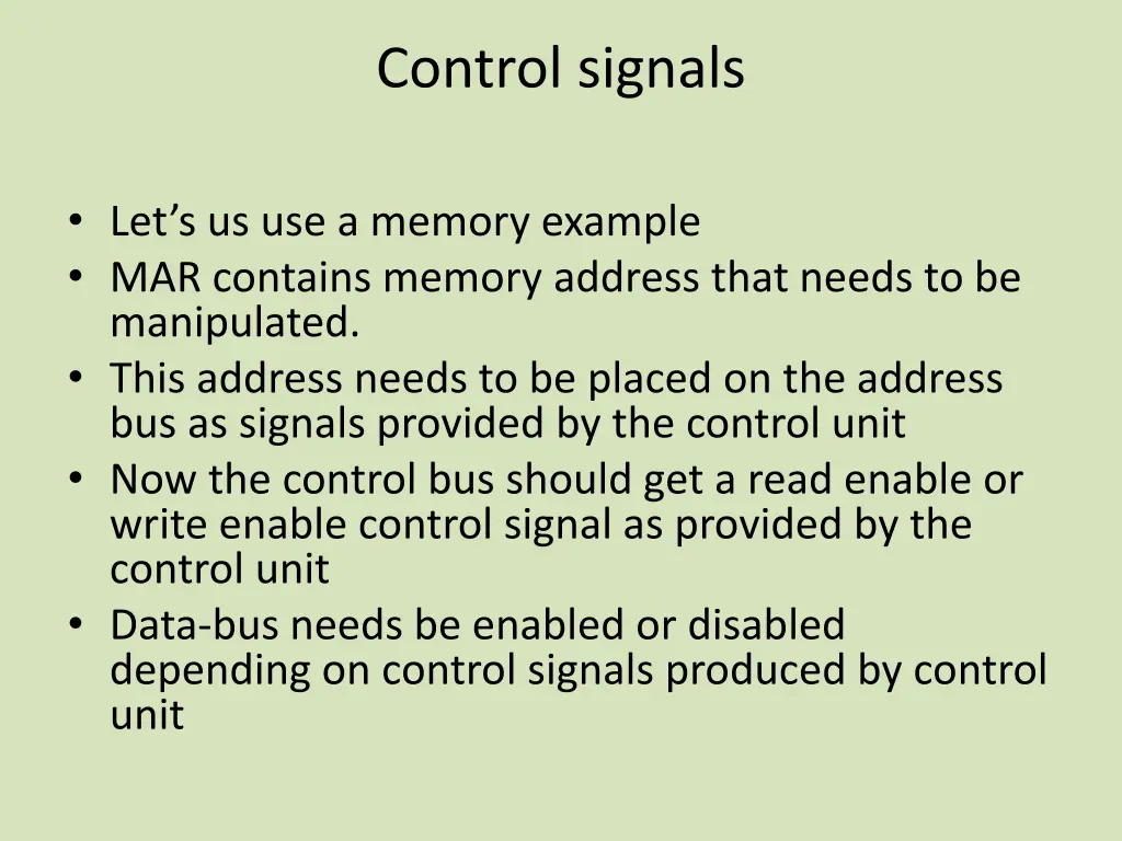 control signals