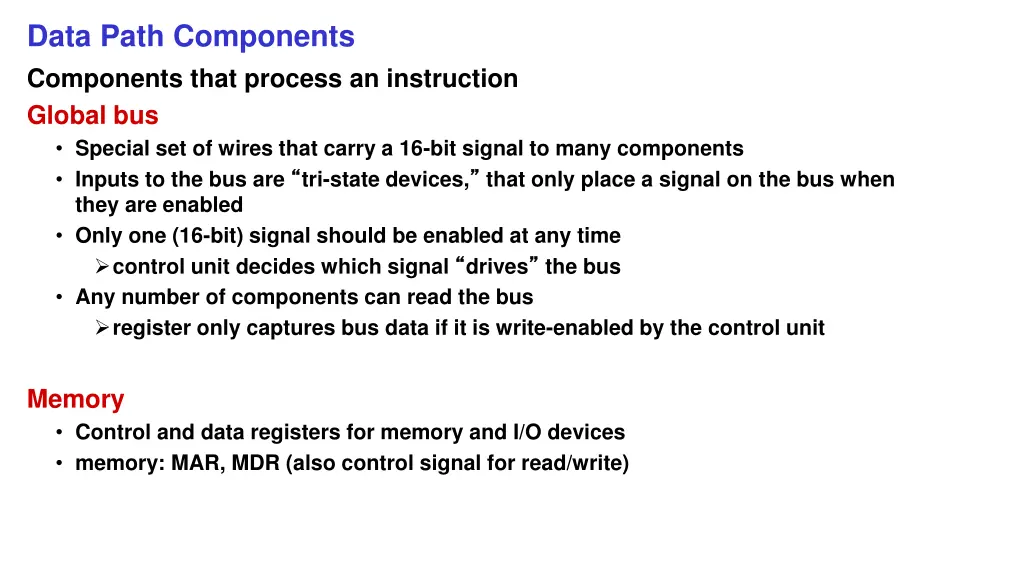 data path components components that process