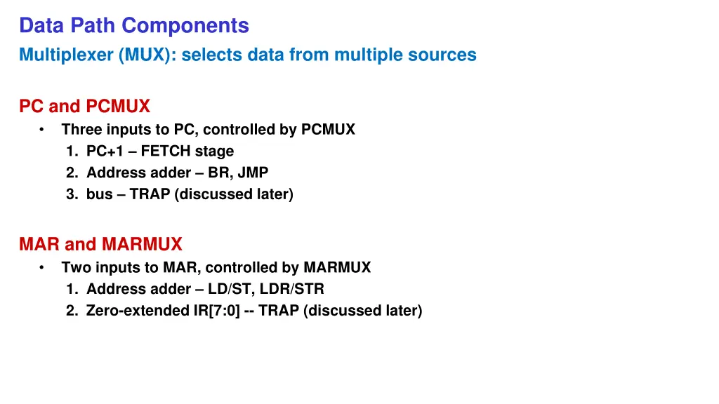 data path components multiplexer mux selects data