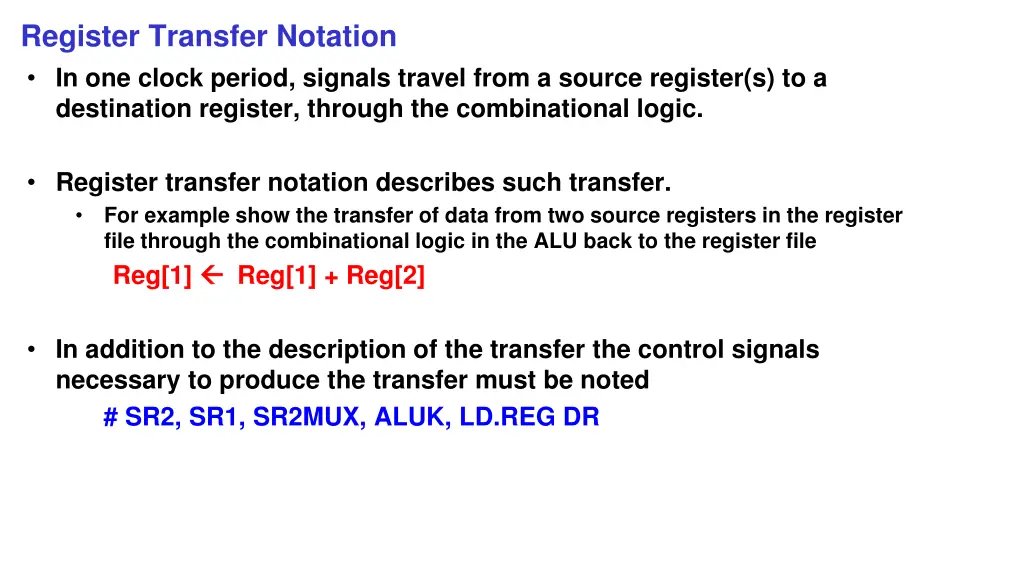 register transfer notation in one clock period