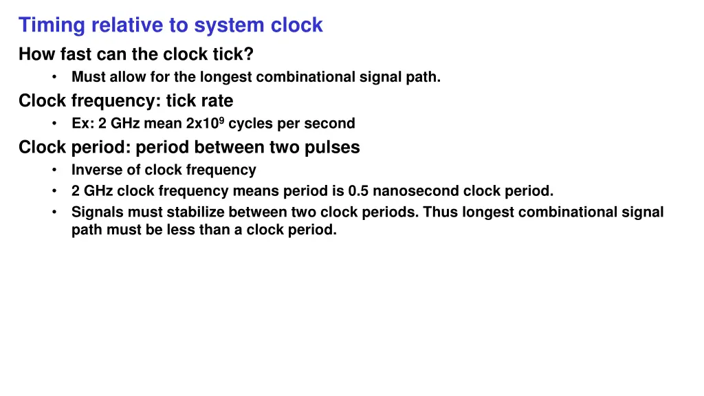 timing relative to system clock how fast
