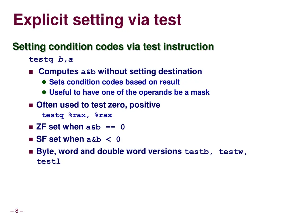 explicit setting via test