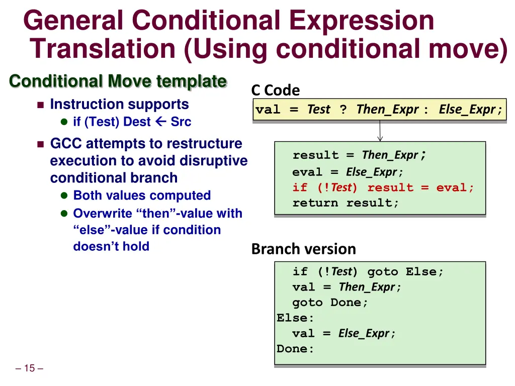general conditional expression translation using 1