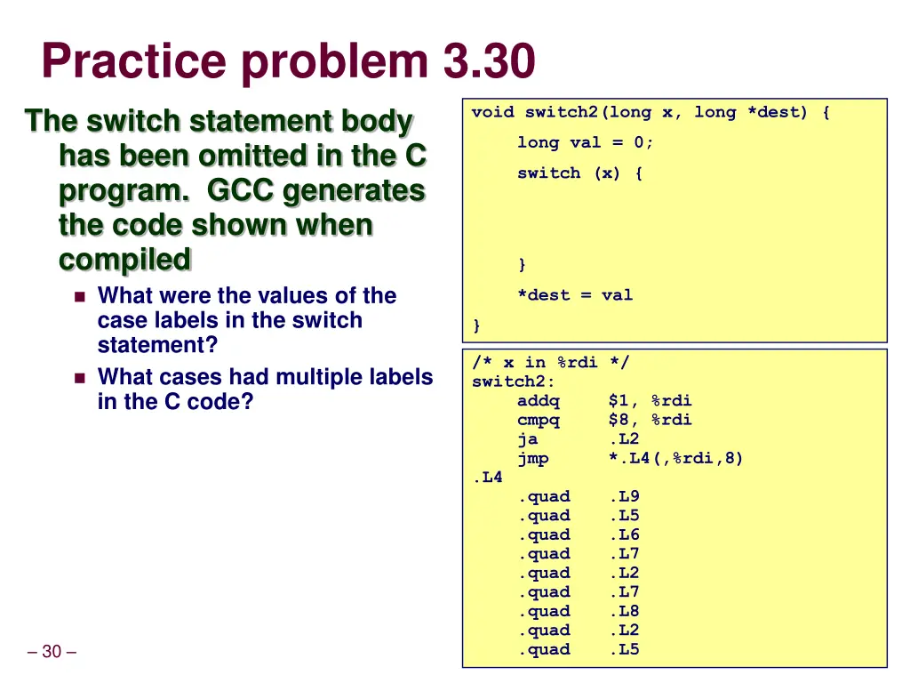 practice problem 3 30 the switch statement body