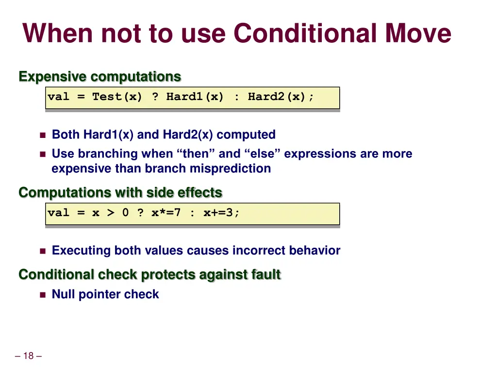 when not to use conditional move