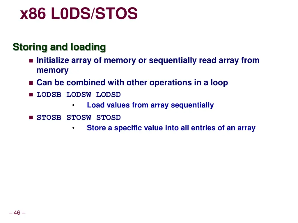 x86 l0ds stos