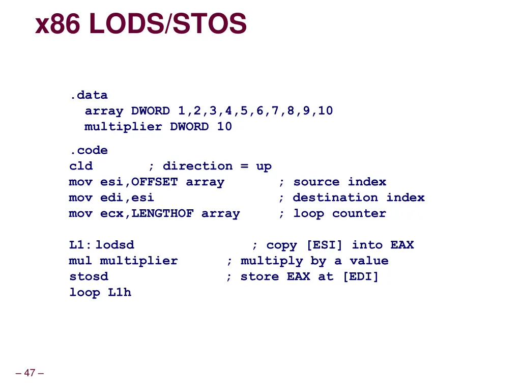 x86 lods stos