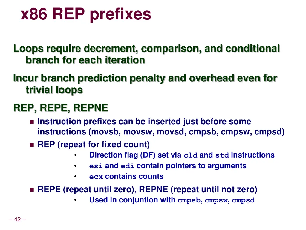 x86 rep prefixes