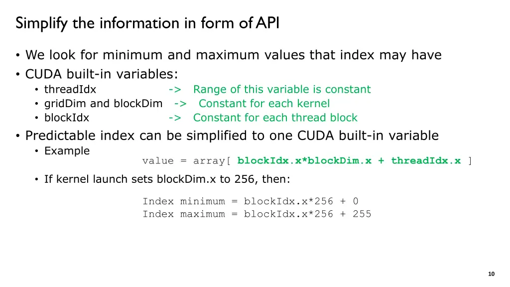 simplify the information in form of api