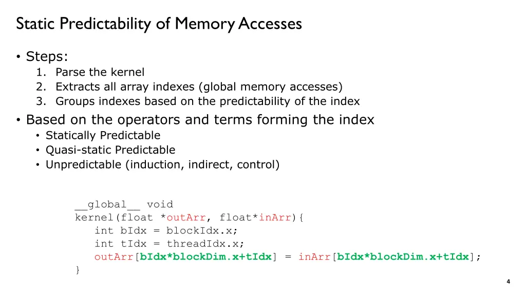 static predictability of memory accesses