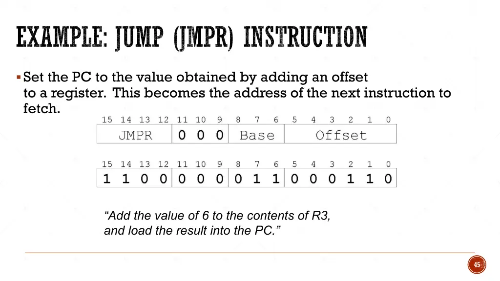 example jump jmpr instruction