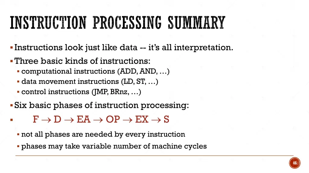 instruction processing summary