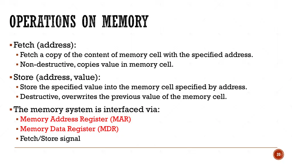 operations on memory