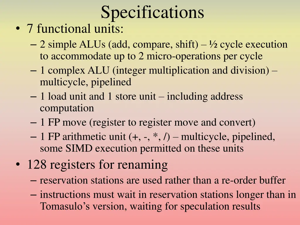specifications