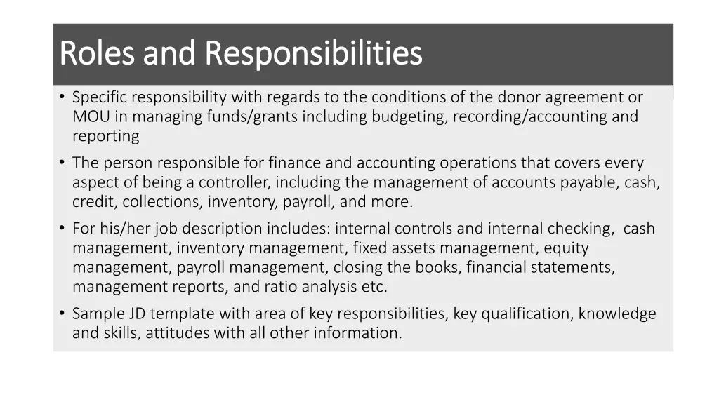 roles and responsibilities roles