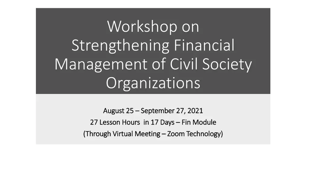 workshop on strengthening financial management