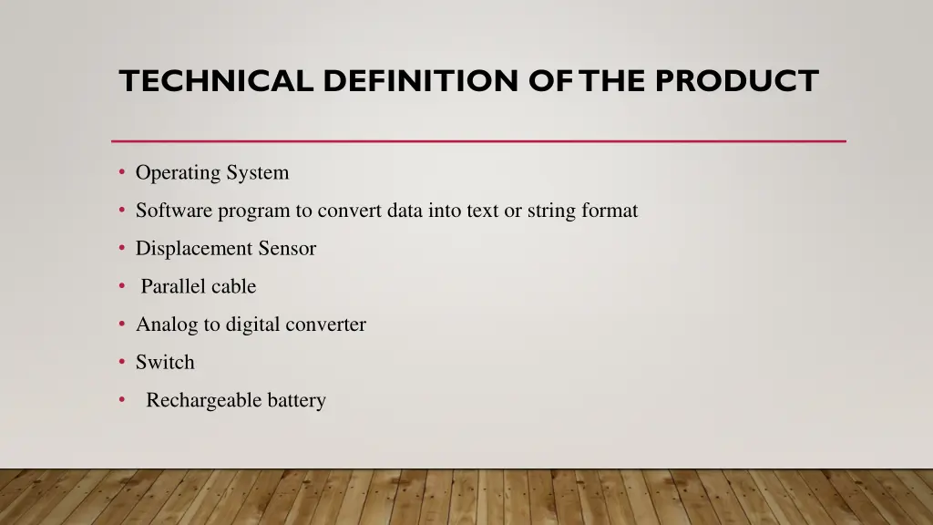 technical definition of the product