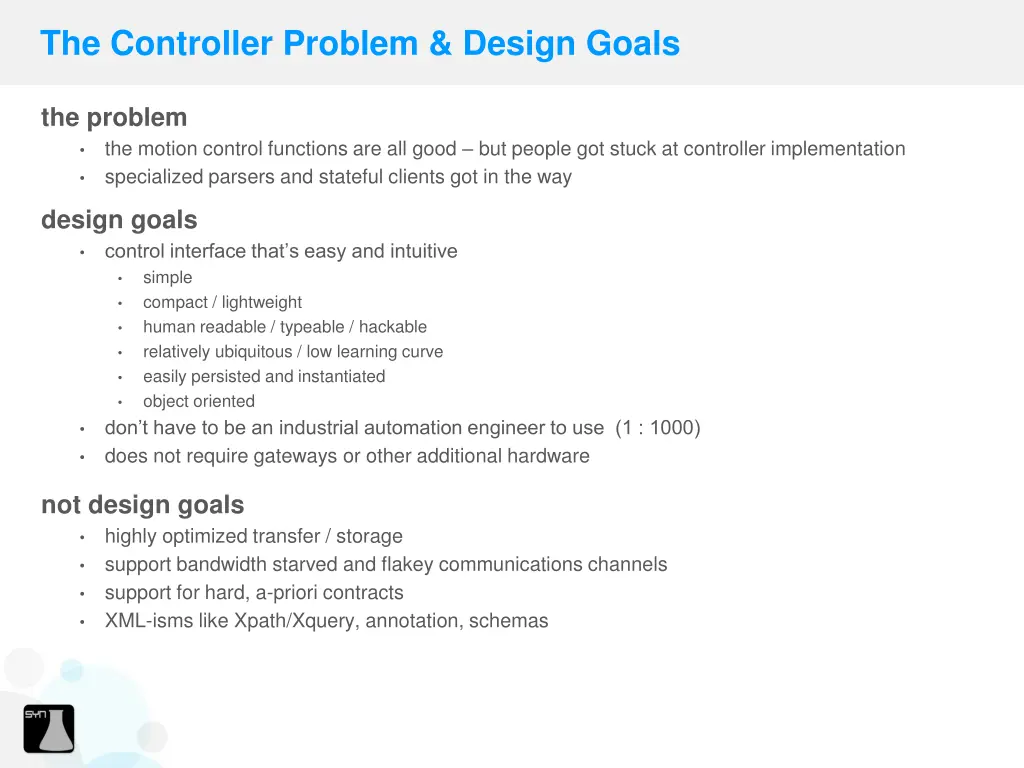the controller problem design goals