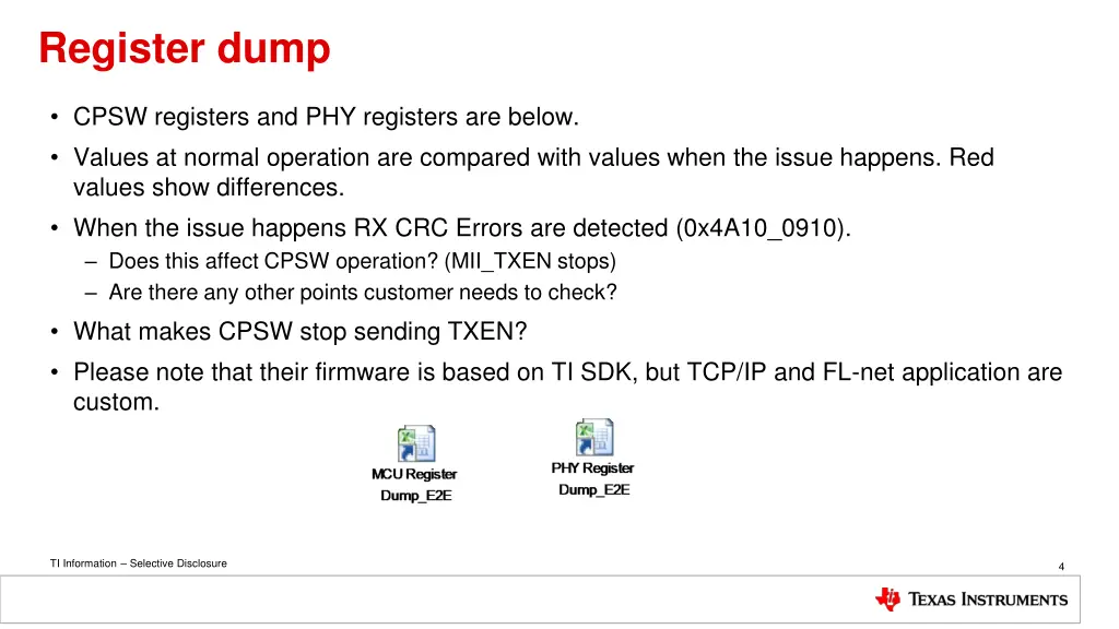 register dump
