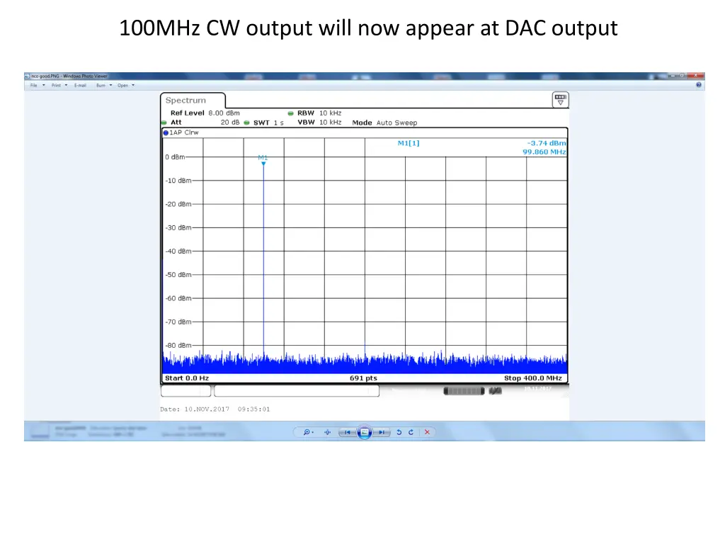 100mhz cw output will now appear at dac output