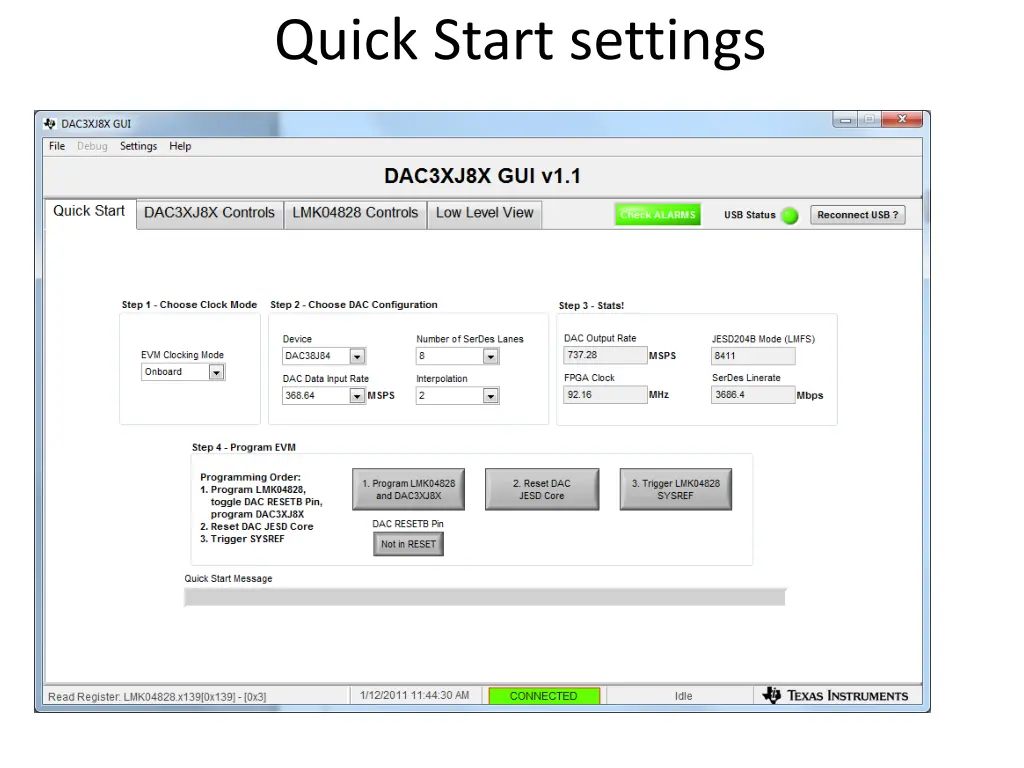 quick start settings