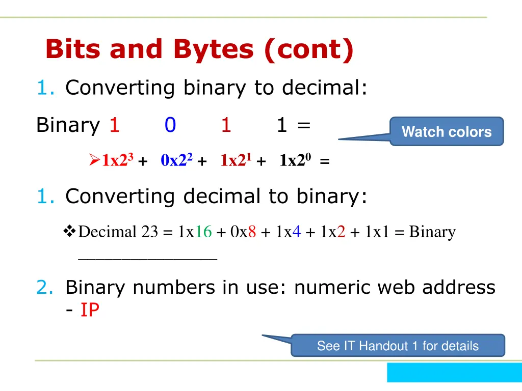 bits and bytes cont