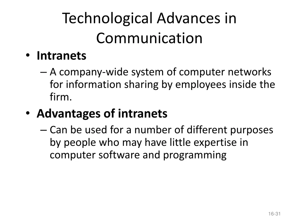technological advances in communication intranets