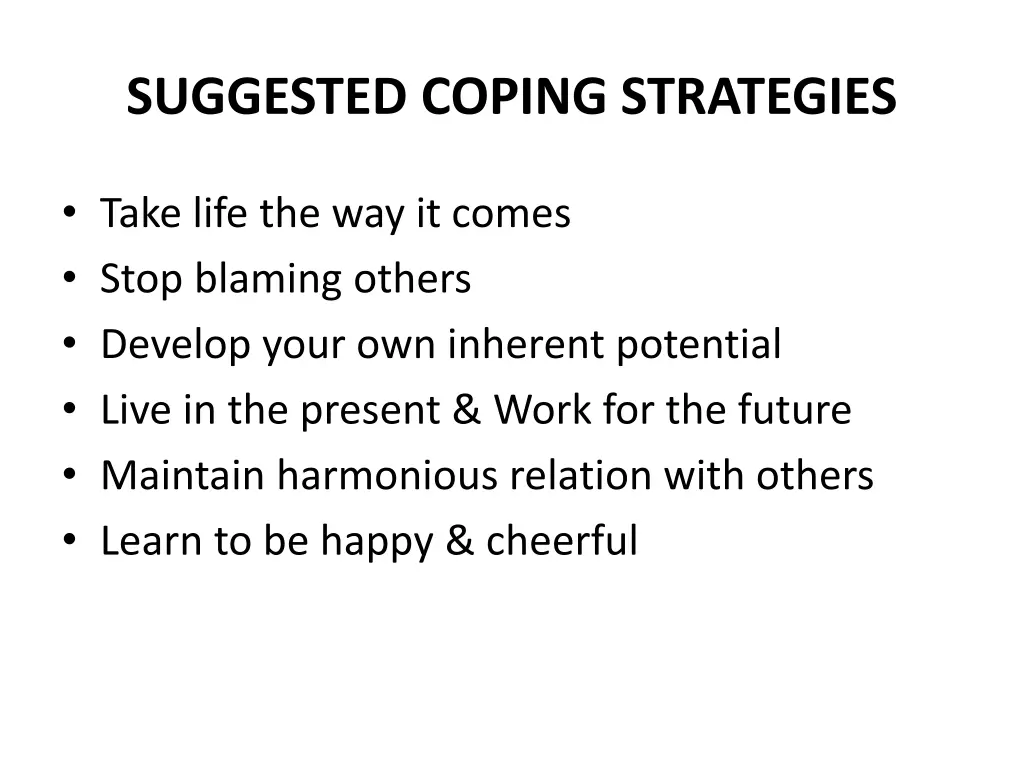 suggested coping strategies