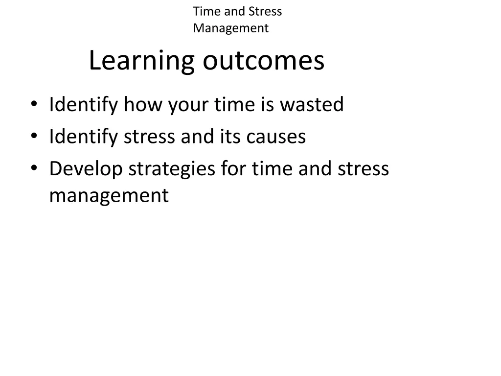 time and stress management