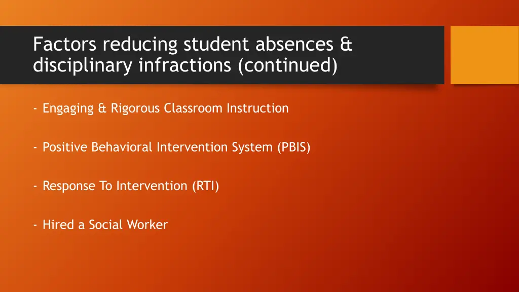 factors reducing student absences disciplinary 1