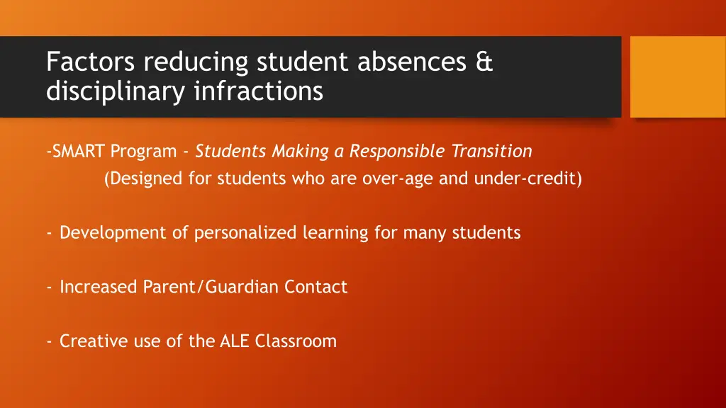 factors reducing student absences disciplinary