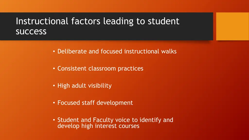 instructional factors leading to student success