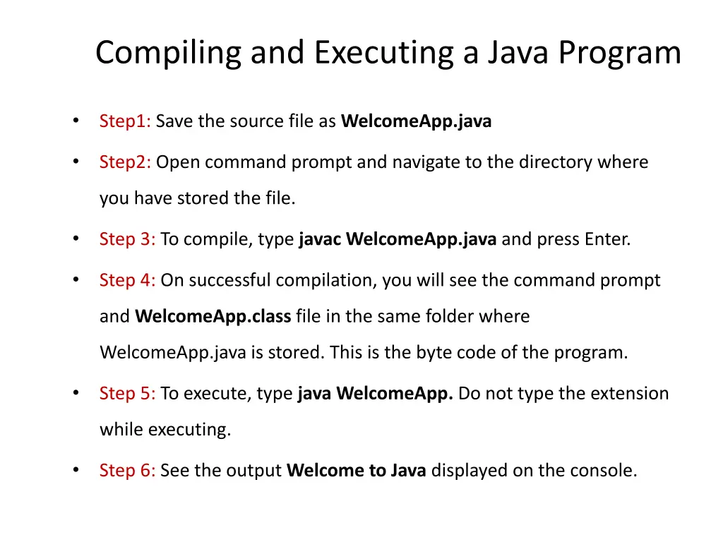 compiling and executing a java program